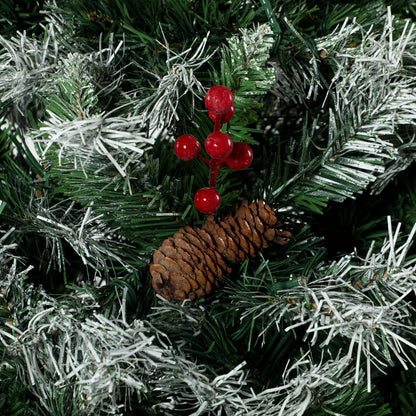 7ft Flocked Prelit Spruce Christmas Tree, Dual Colour, Remote, Hinged, Dual Colour Pencil Christmas Trees at Gallery Canada