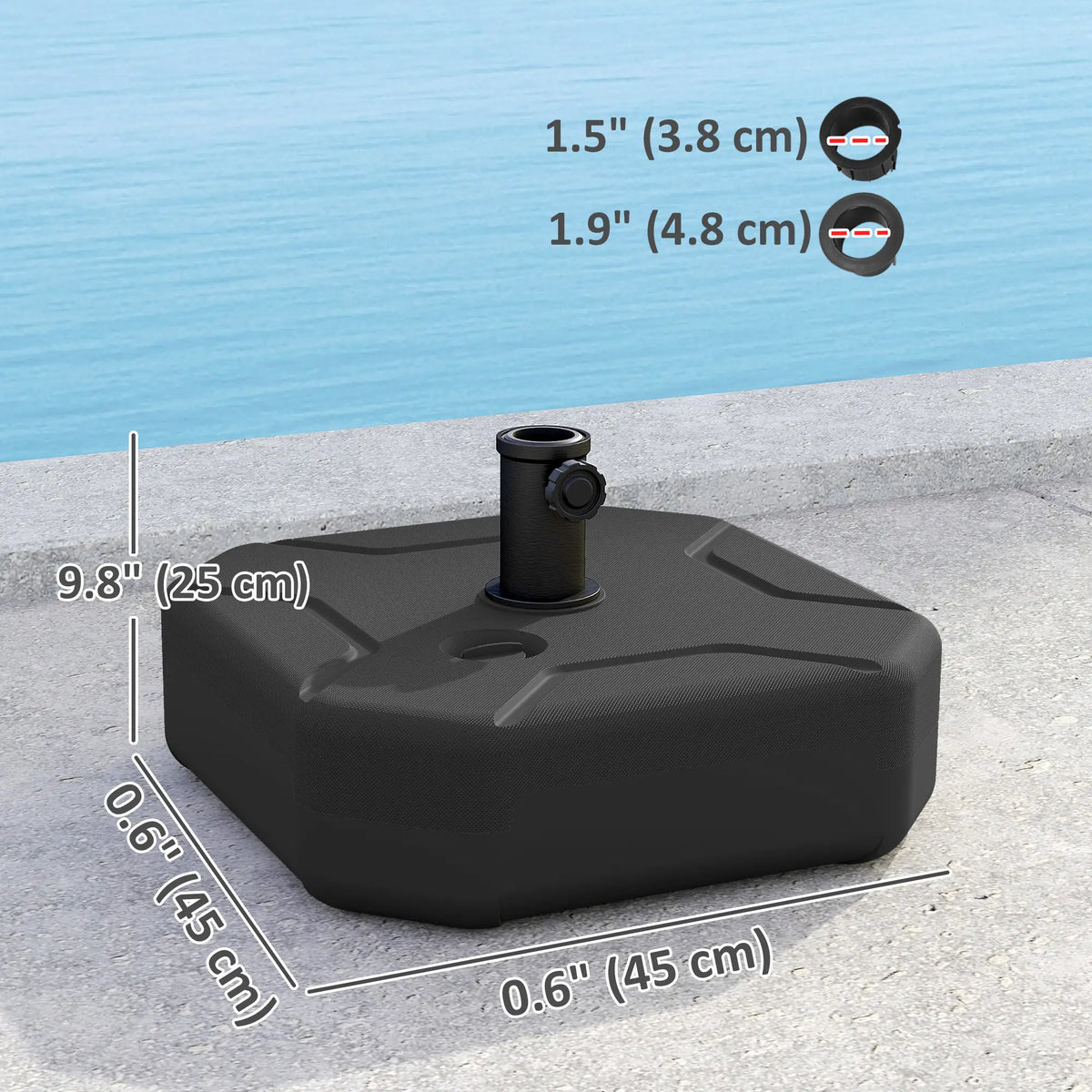 Square Patio Umbrella Base, 17.7" L x 17.7" W x 9.8" H, Black Umbrella Bases at Gallery Canada