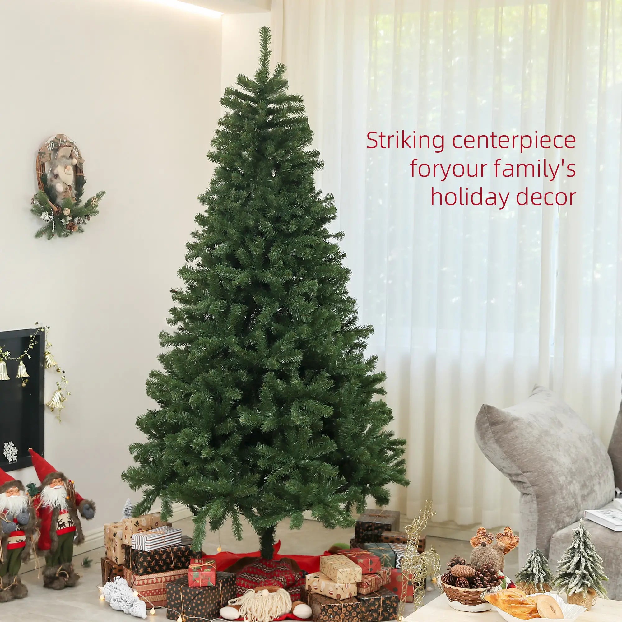 7.5ft Artificial Christmas Tree, Auto Open, Steel Base, Green Artificial Christmas Trees at Gallery Canada