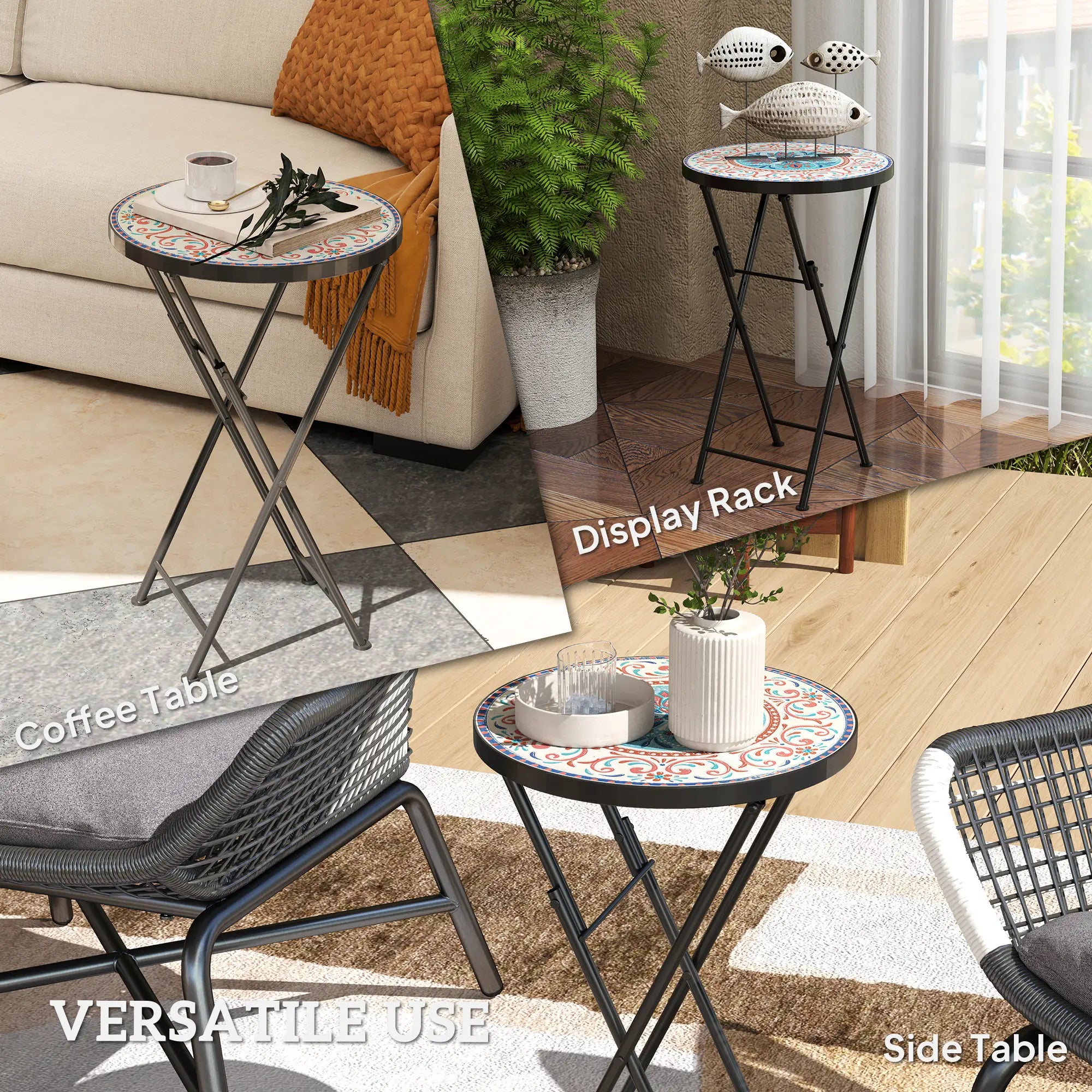Mosaic Outdoor Patio Side Table, 14