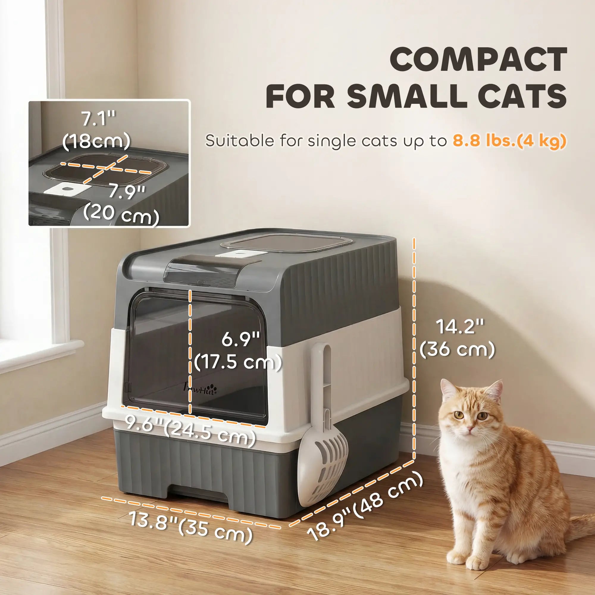 Enclosed Cat Litter Box with Drawer, Scoop, Grey Cat Litter Box Enclosures at Gallery Canada