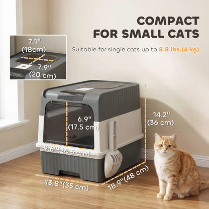 Enclosed Cat Litter Box with Drawer, Scoop, Grey Cat Litter Box Enclosures at Gallery Canada