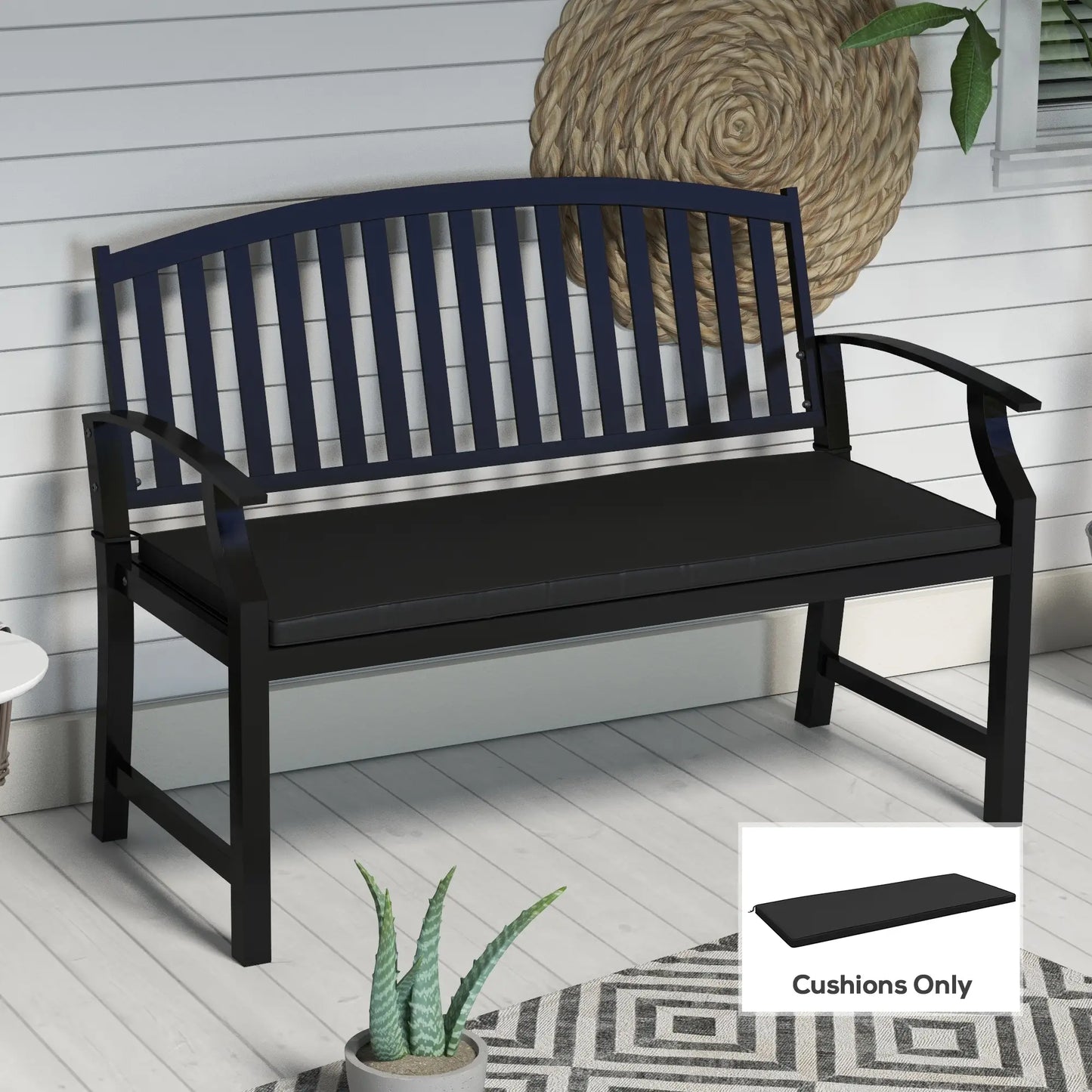 2-Seater Patio Bench Cushion, Outdoor Swing Replacement Pad, Black Patio Chair Cushions at Gallery Canada