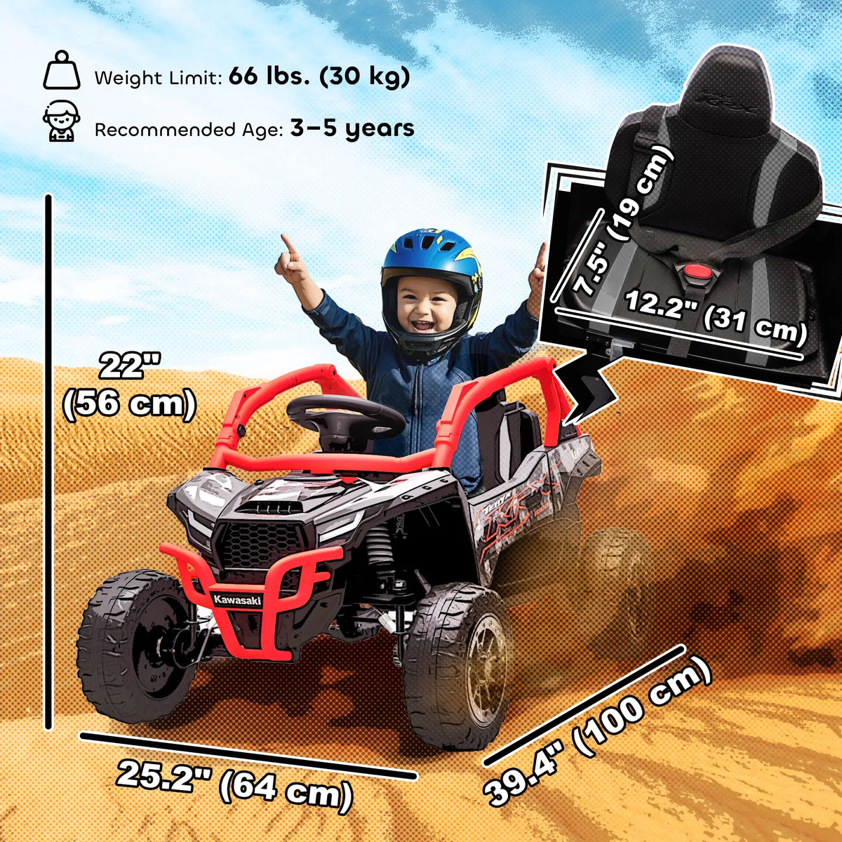12V Ride On Truck, KAWASAKI TERYX KRX 2WD Kids Electric Car, Red Electric Toy Cars at Gallery Canada