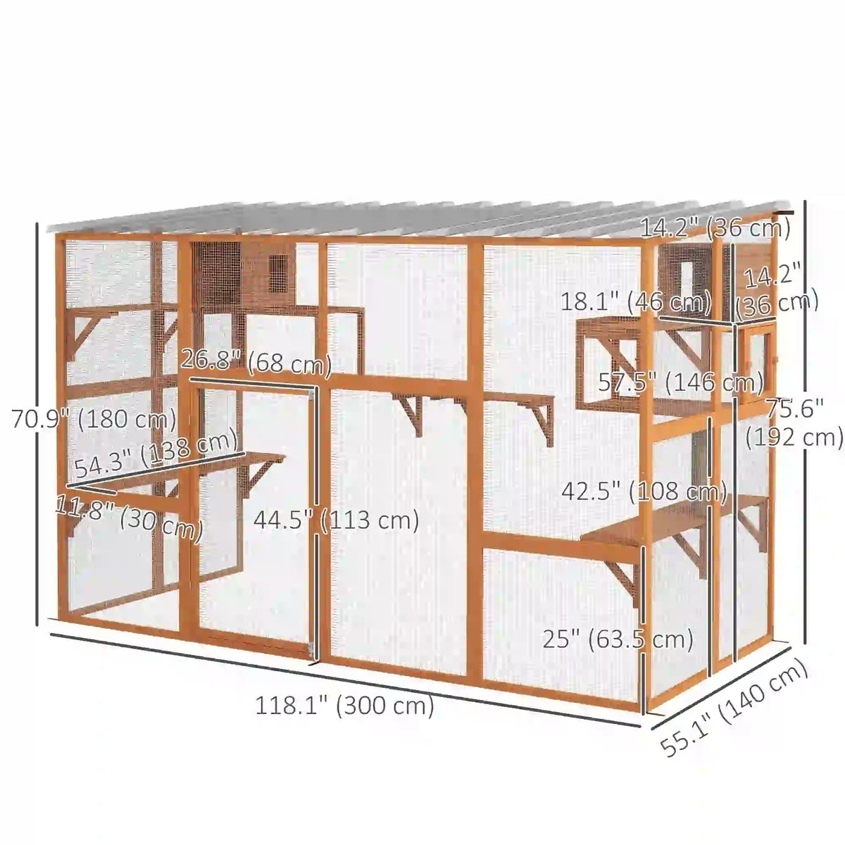 Large Catio, Outdoor Cat Enclosure, 2 Condos, Jumping Platforms, Waterproof Roof, Orange Outdoor Cat Enclosures at Gallery Canada