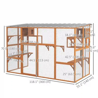 Large Catio, Outdoor Cat Enclosure, 2 Condos, Jumping Platforms, Waterproof Roof, Orange Outdoor Cat Enclosures at Gallery Canada