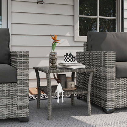 Outsunny 20" Patio Wicker Coffee Table, Outdoor PE Rattan Two-Tier Side Table, Two-Tier Patio Side Tables at Gallery Canada