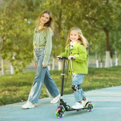 Kids Scooter, Light Up Wheels, Adjustable Handlebar, Rear Brake, Black Scooters at Gallery Canada