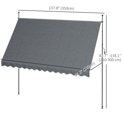11.5' X 4' Freestanding Retractable Awning, Dark Grey Patio Awnings at Gallery Canada