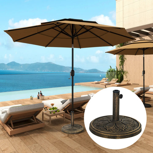 Round Patio Umbrella Base, 26 lbs Resin Stand, Fits 1.3