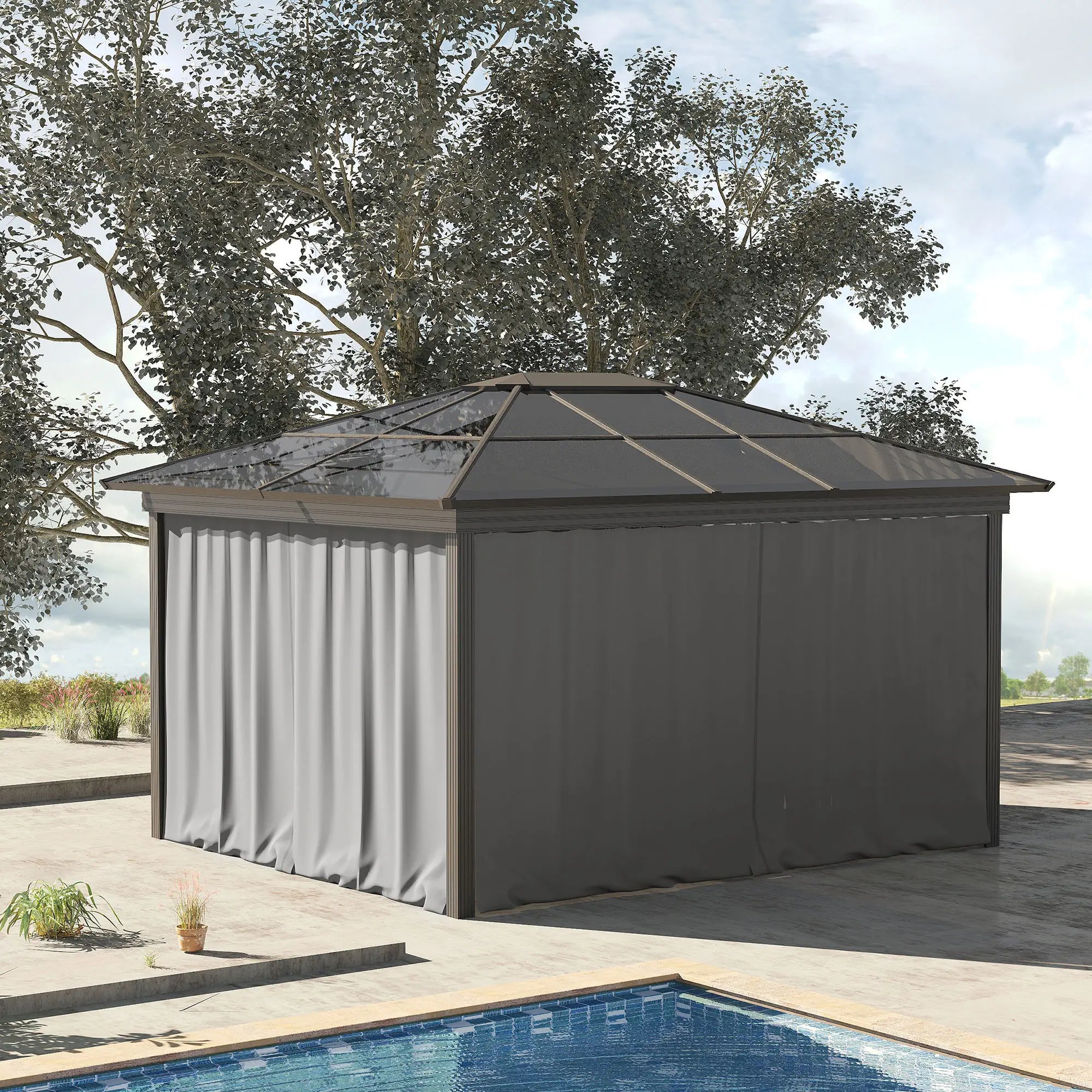 Universal Gazebo Curtains 10' x 10', 4 Panel Sidewall Privacy, Light Grey Gazebo Sidewalls at Gallery Canada