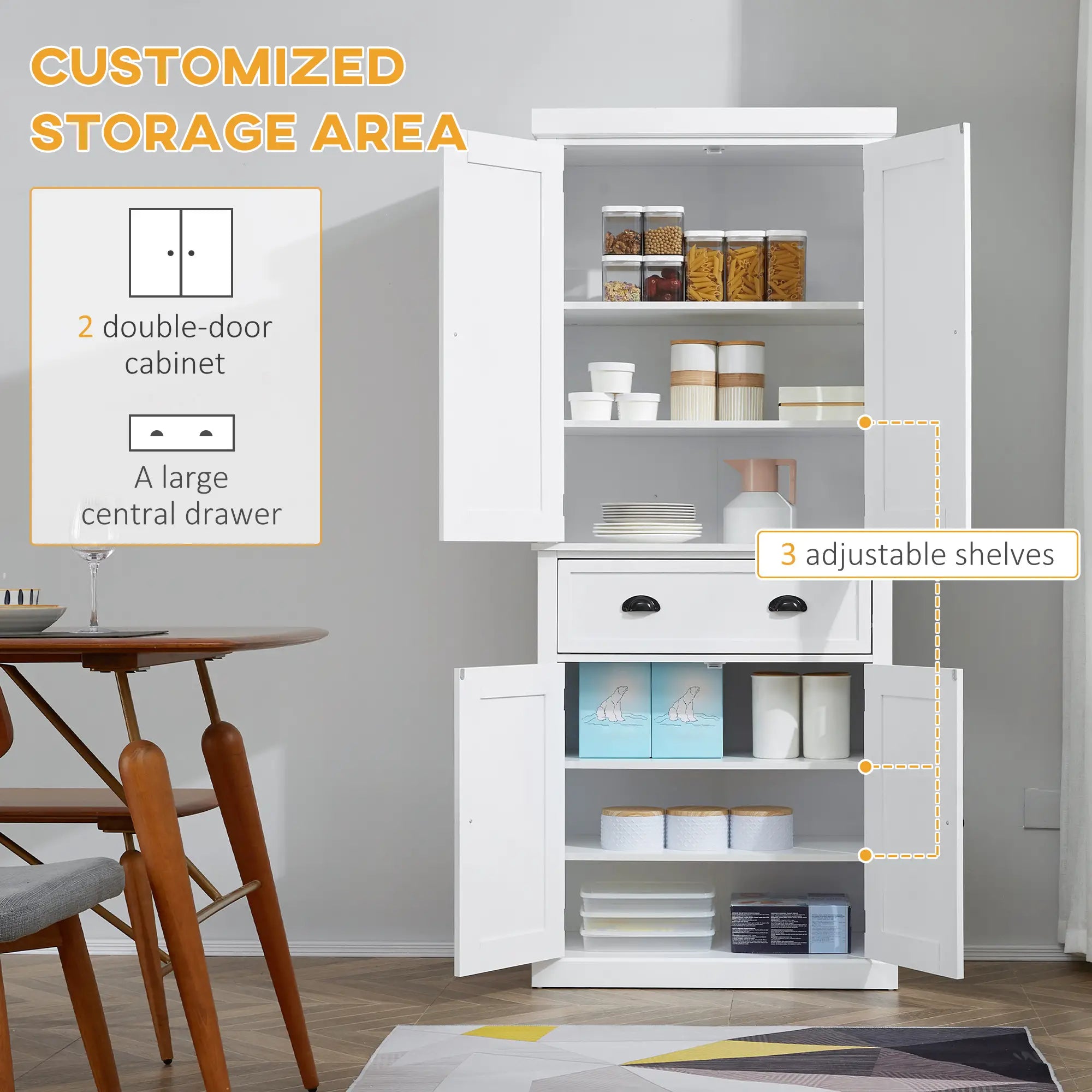 Kitchen Cabinet With 2 Drawers, MDF Board, White Kitchen Pantry Cabinets at Gallery Canada