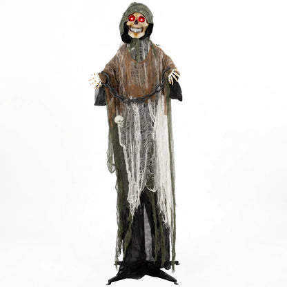 5.6 Ft Animated Grim Reaper Halloween Animatronic, Moves & Glows