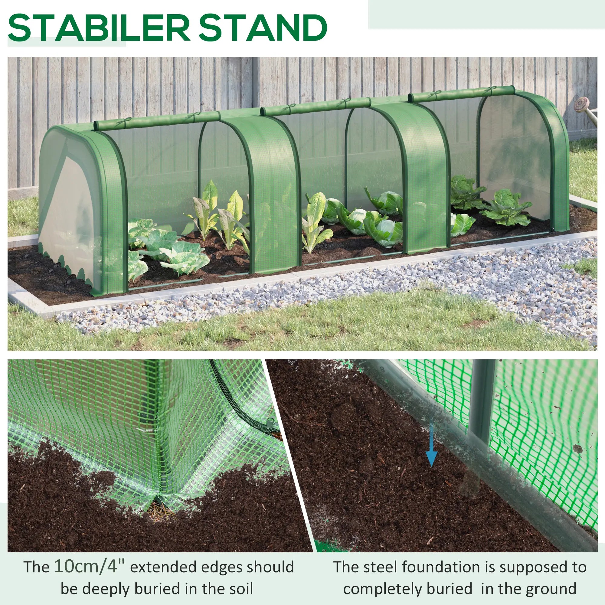 9.7' x 3.3' x 2.5' Mini Tunnel Greenhouse, PE Cover, Steel Frame, Zipped Doors, Dark Green Mini Greenhouses at Gallery Canada
