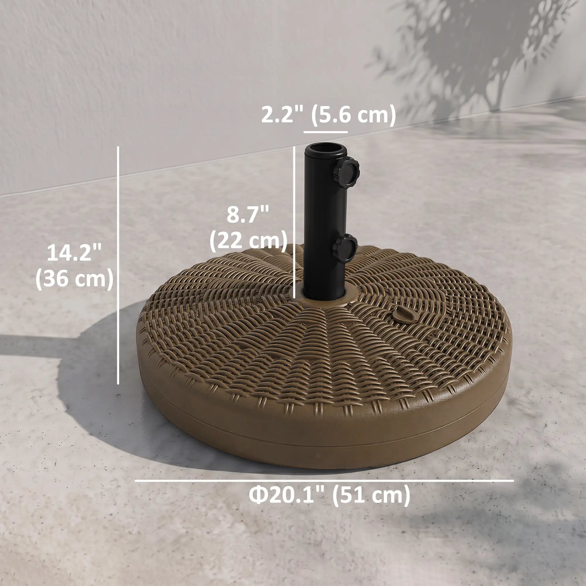 Heavy Duty Fillable Umbrella Base, Round Parasol Stand, Brown Umbrella Bases at Gallery Canada