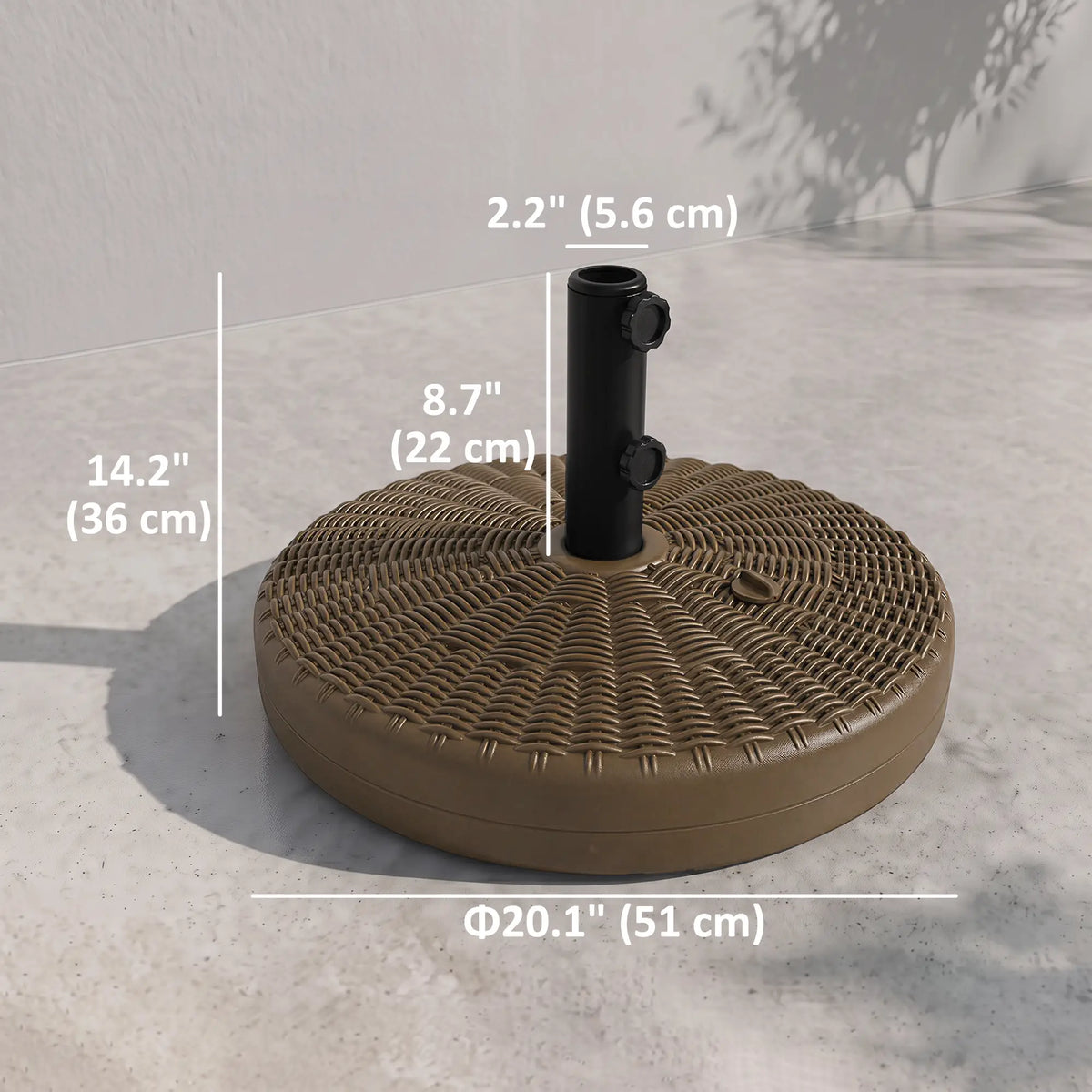Heavy Duty Fillable Umbrella Base, Round Parasol Stand, Brown Umbrella Bases at Gallery Canada