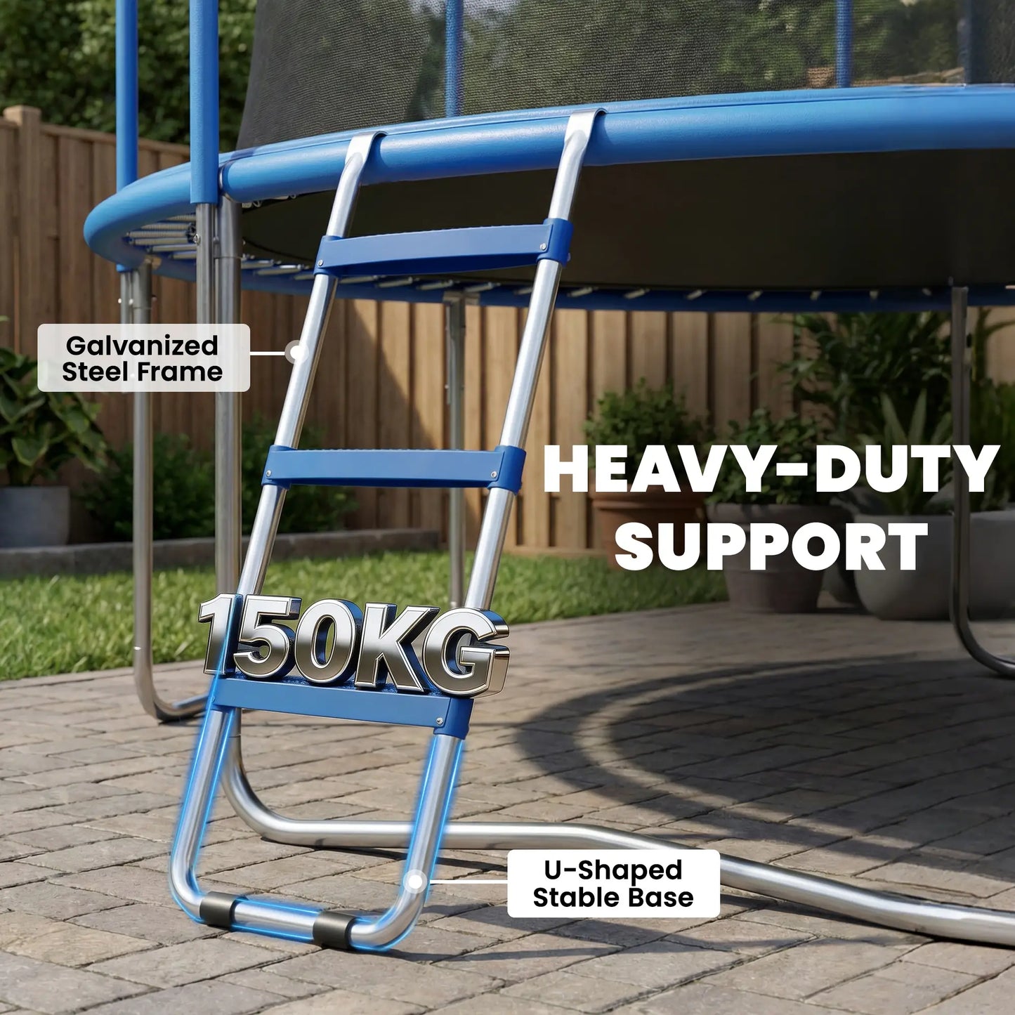 3-Step Trampoline Ladder, Galvanized Steel Frame, 330LBS Load Trampolines at Gallery Canada