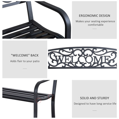 50" 2-Seater Garden Bench Patio Chair, Outdoor Furniture, Black Outdoor Benches at Gallery Canada