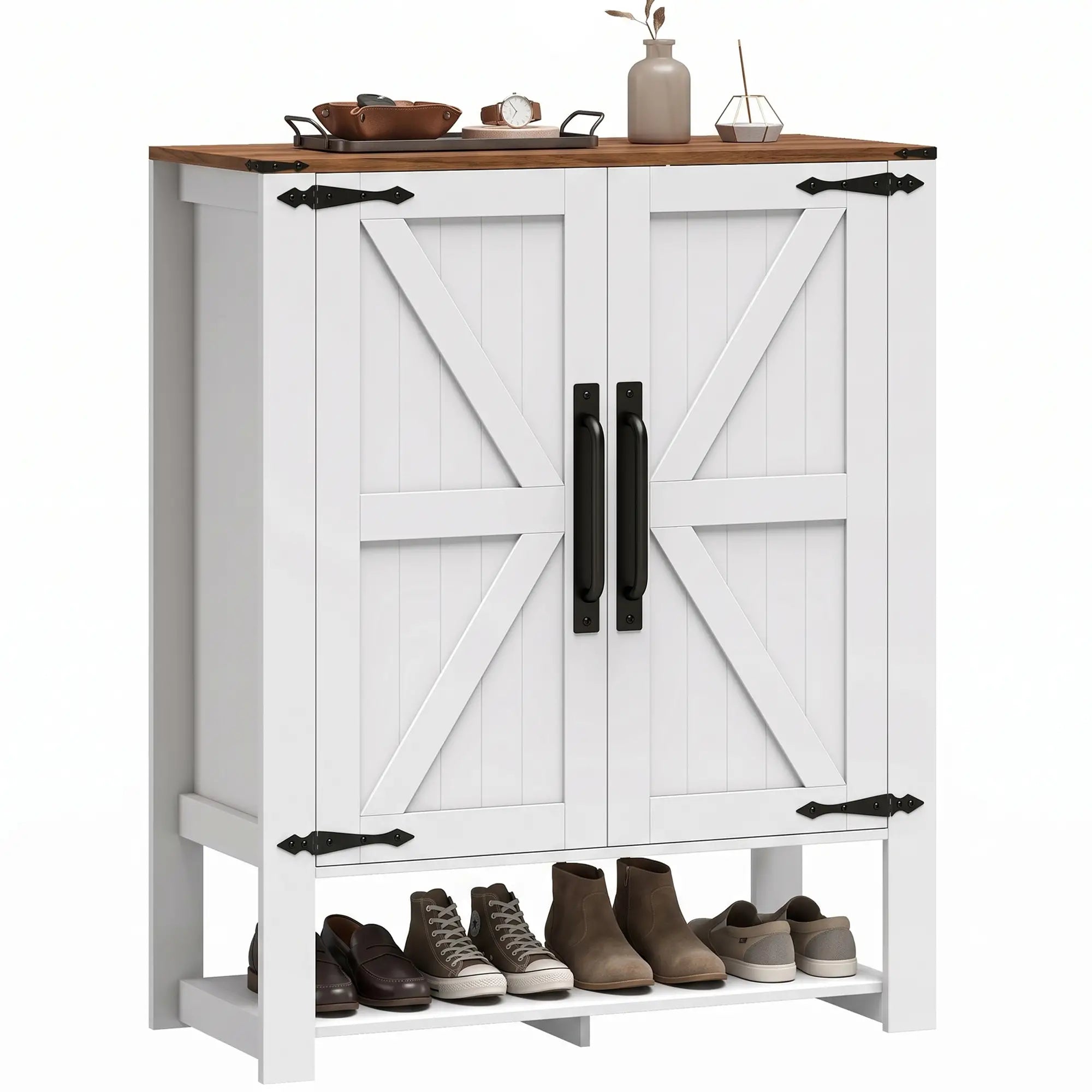 5 Tier Shoe Cabinet, Rustic White, Open Cubby Storage, Rustic White Shoe Storage Cabinets & Racks Multi Colour at Gallery Canada