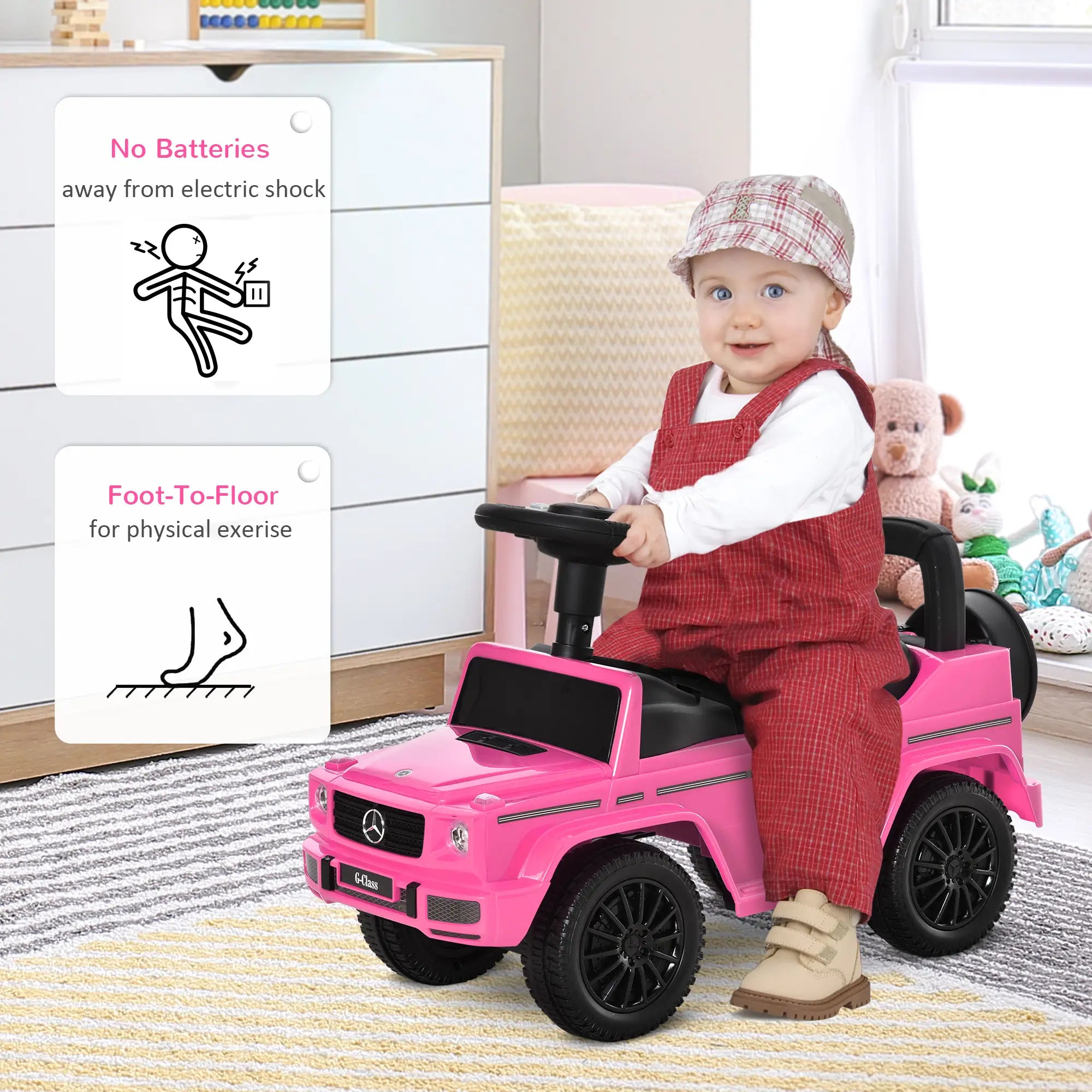 Baby Toddler Push Car, Foot-to-Floor Ride-On Wheel, Pink Push Cars for Toddlers at Gallery Canada