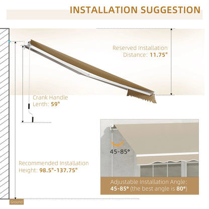 13' x 8' Manual Retractable Patio Awning, Aluminum Frame, Khaki Window Awnings at Gallery Canada