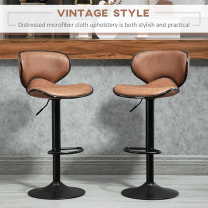 Vintage Set of 2 Adjustable Bar Stools, Swivel Seat, Brown Bar Stools at Gallery Canada