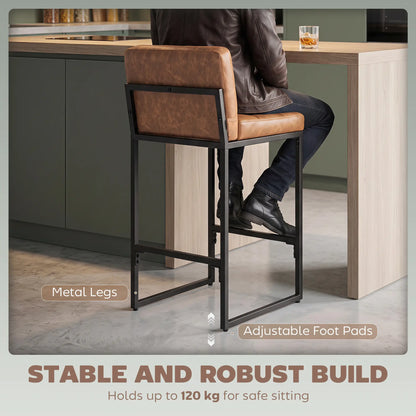 Retro Padded Counter Height Bar Stools, Set of 2, Brown Bar Stools at Gallery Canada