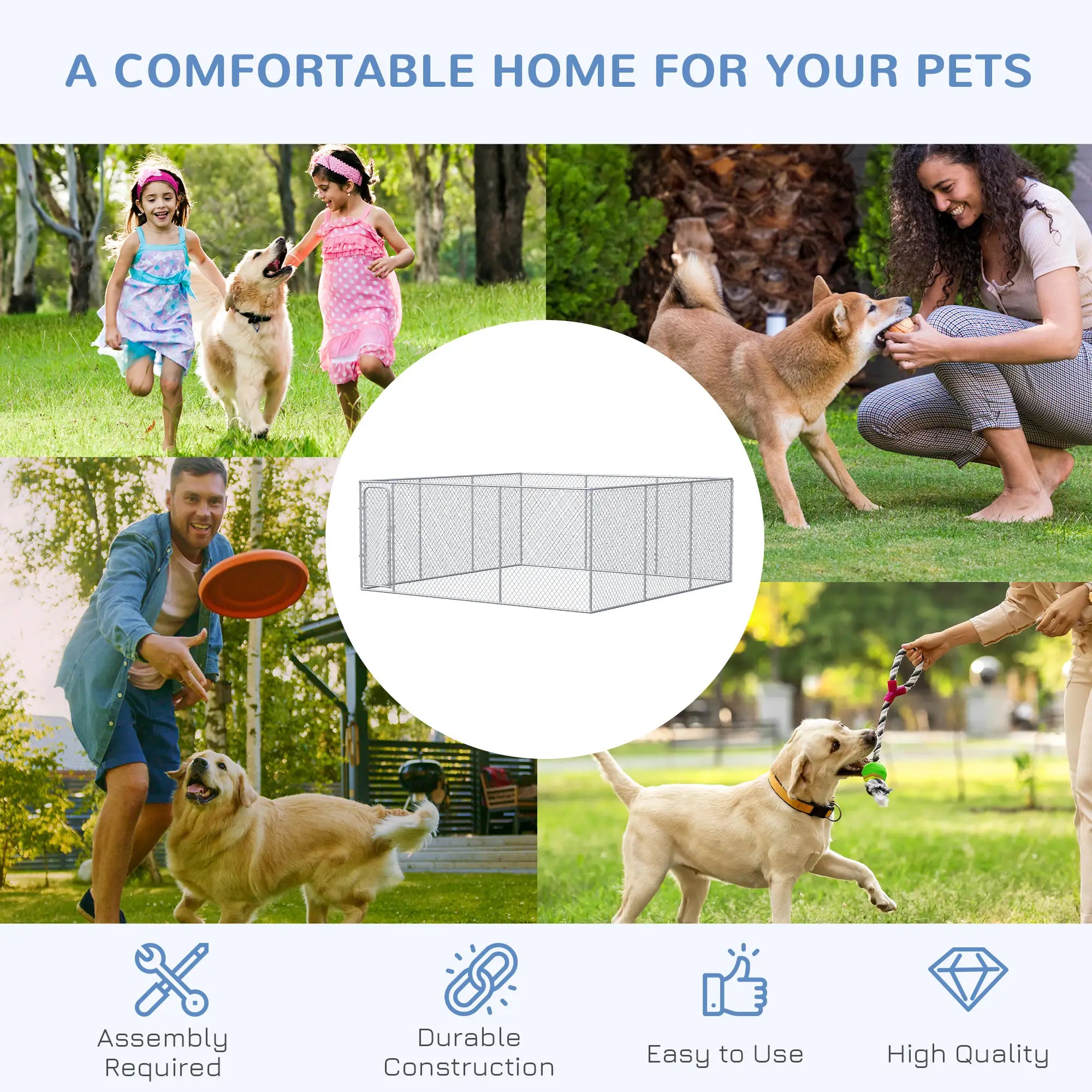 15.1' x 15.1' x 6' Dog Playpen, Galvanized Steel Frame, for Small Medium Dogs Houses, Kennels & Pens at Gallery Canada