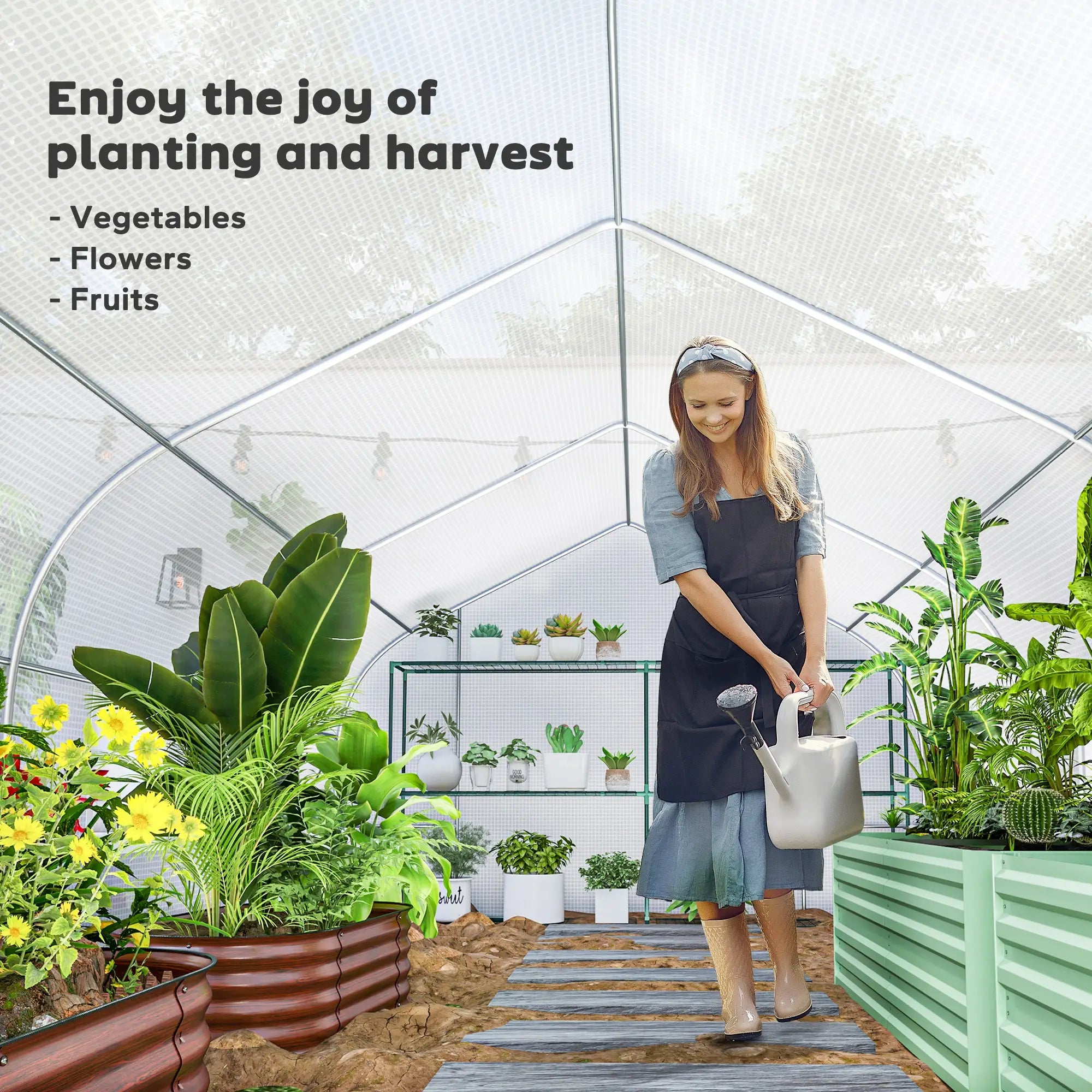 20x10x7ft Walk-In Greenhouse, Plant Growth Tunnel, White Walk In Greenhouses at Gallery Canada