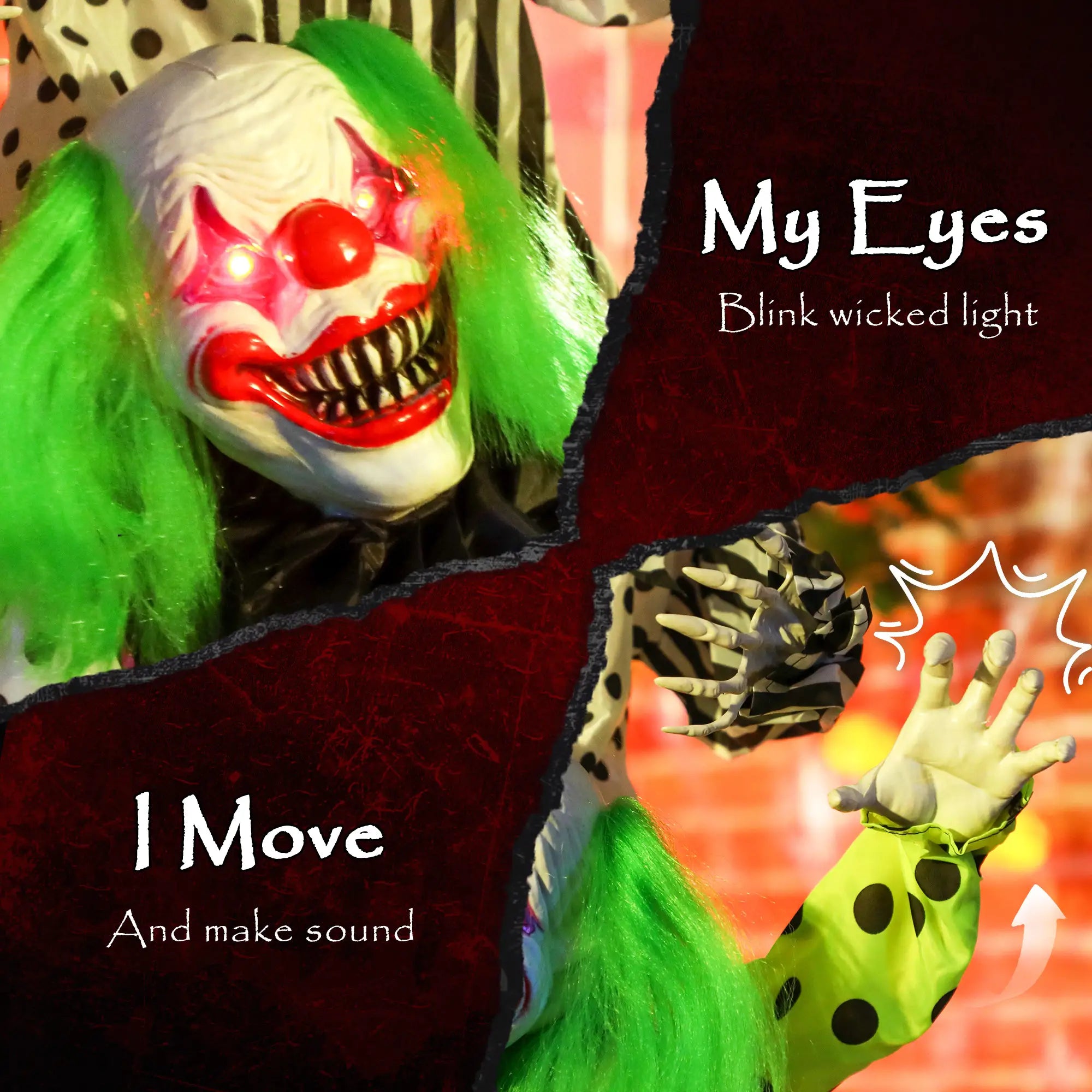 Life Size Animated Clown, Sound Activated, Red Halloween Decorations at Gallery Canada