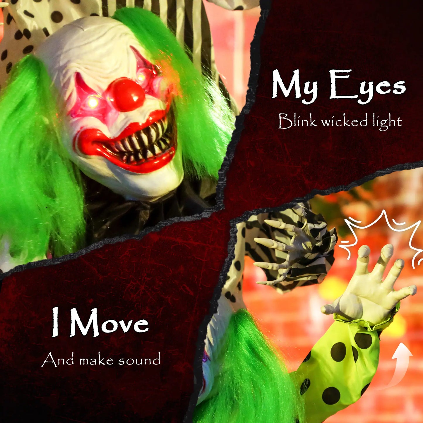 Life Size Animated Clown, Sound Activated, Red Halloween Decorations at Gallery Canada
