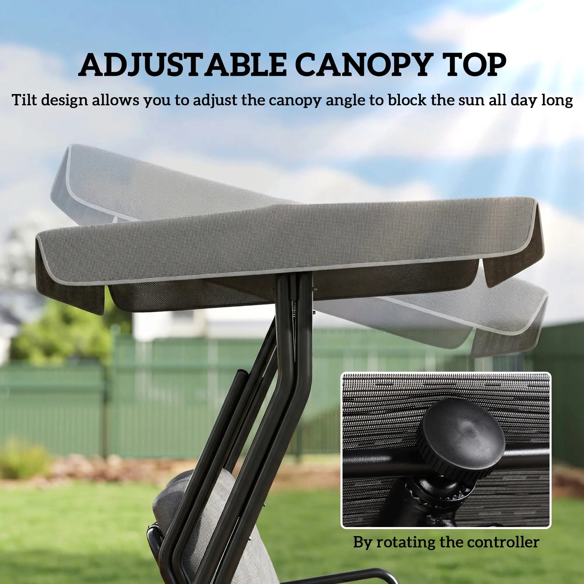 3-Person Patio Swing Chair with Canopy, Light Grey Porch Swings with Canopy at Gallery Canada