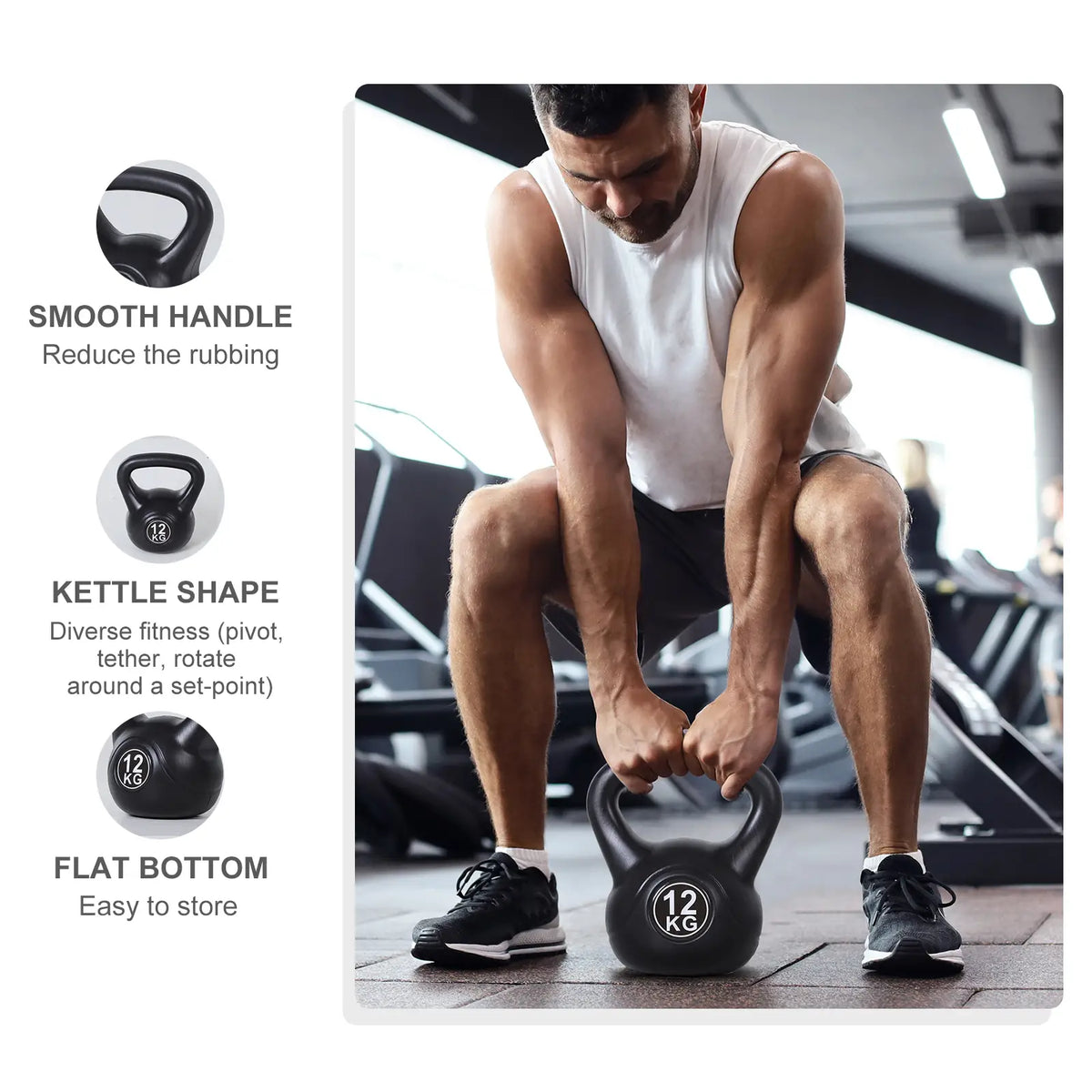 26lb Fitness Kettlebell, Plastic Exercise Weight, Sand Filled, Noise Reduction Strength Training Equipment at Gallery Canada