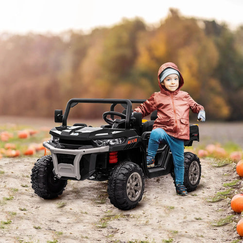 12V Ride On Car, Two-Seater, Electric Bucket, Shovel, Remote Control, Black