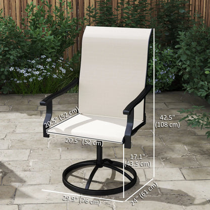 Outdoor Swivel Dining Chairs Set Of 2, High Back All Weather Mesh, White Bistro Sets at Gallery Canada