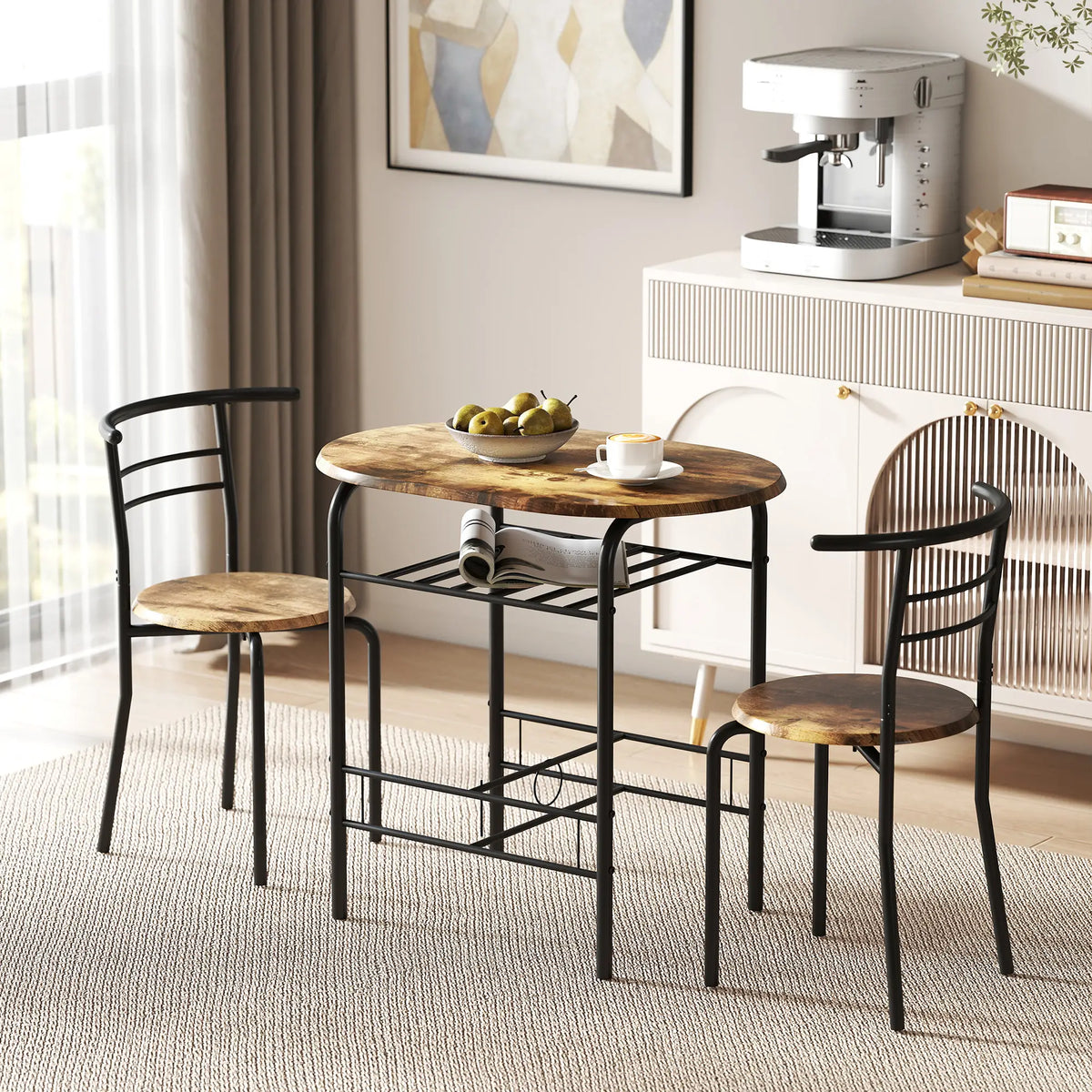 Dining Table Set Of 3, Kitchen Table And Chairs, Rustic Brown Dining Table Sets at Gallery Canada