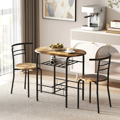 Dining Table Set Of 3, Kitchen Table And Chairs, Rustic Brown Dining Table Sets at Gallery Canada