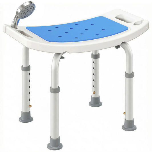 Adjustable Shower Chair, 20.5"W Aluminum, EVA Padded Seat for Seniors Bath Chairs Blue, White, Silver at Gallery Canada