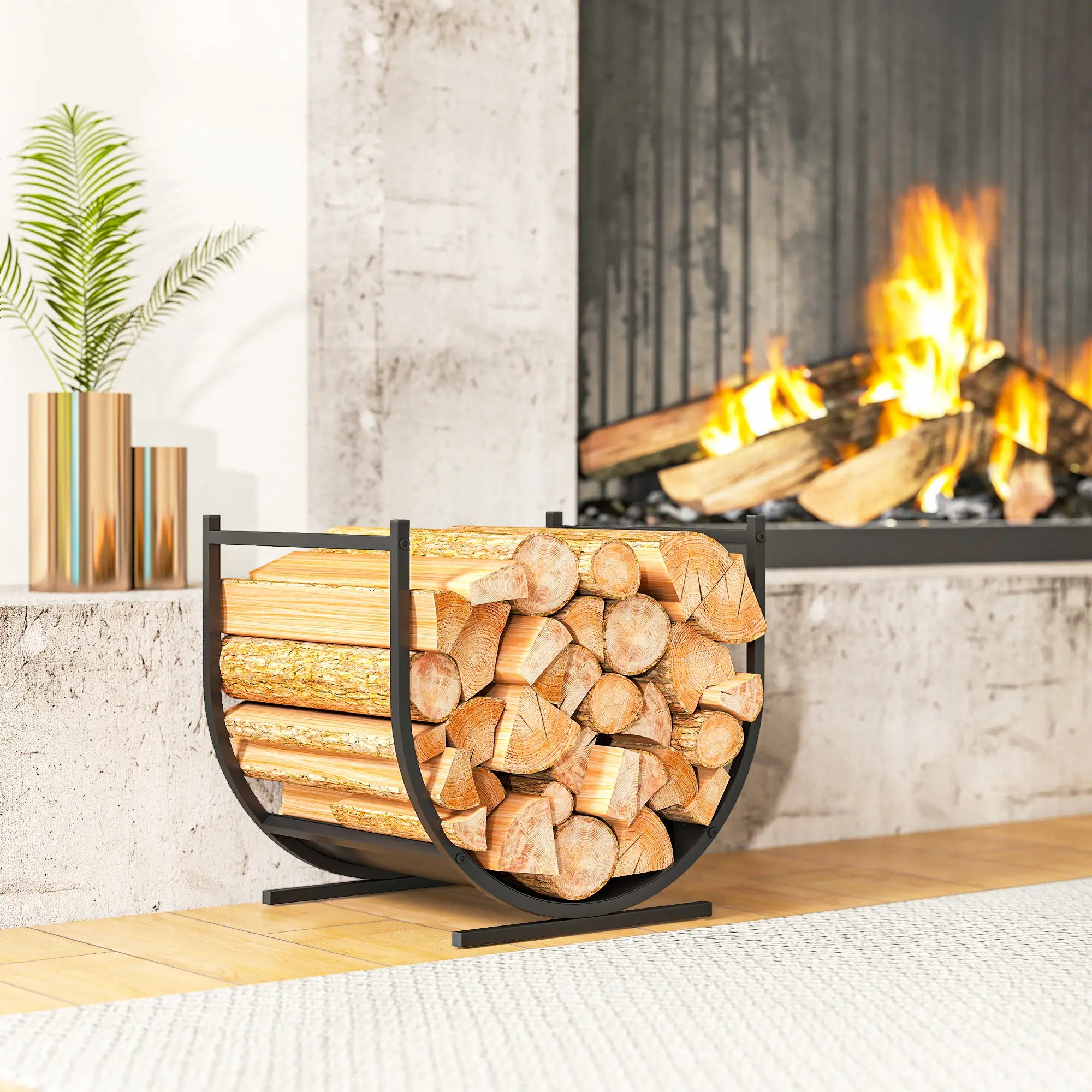 Firewood Rack, 17 Inch Heavy Duty Log Holder, Indoor Outdoor Storage Firewood Racks at Gallery Canada