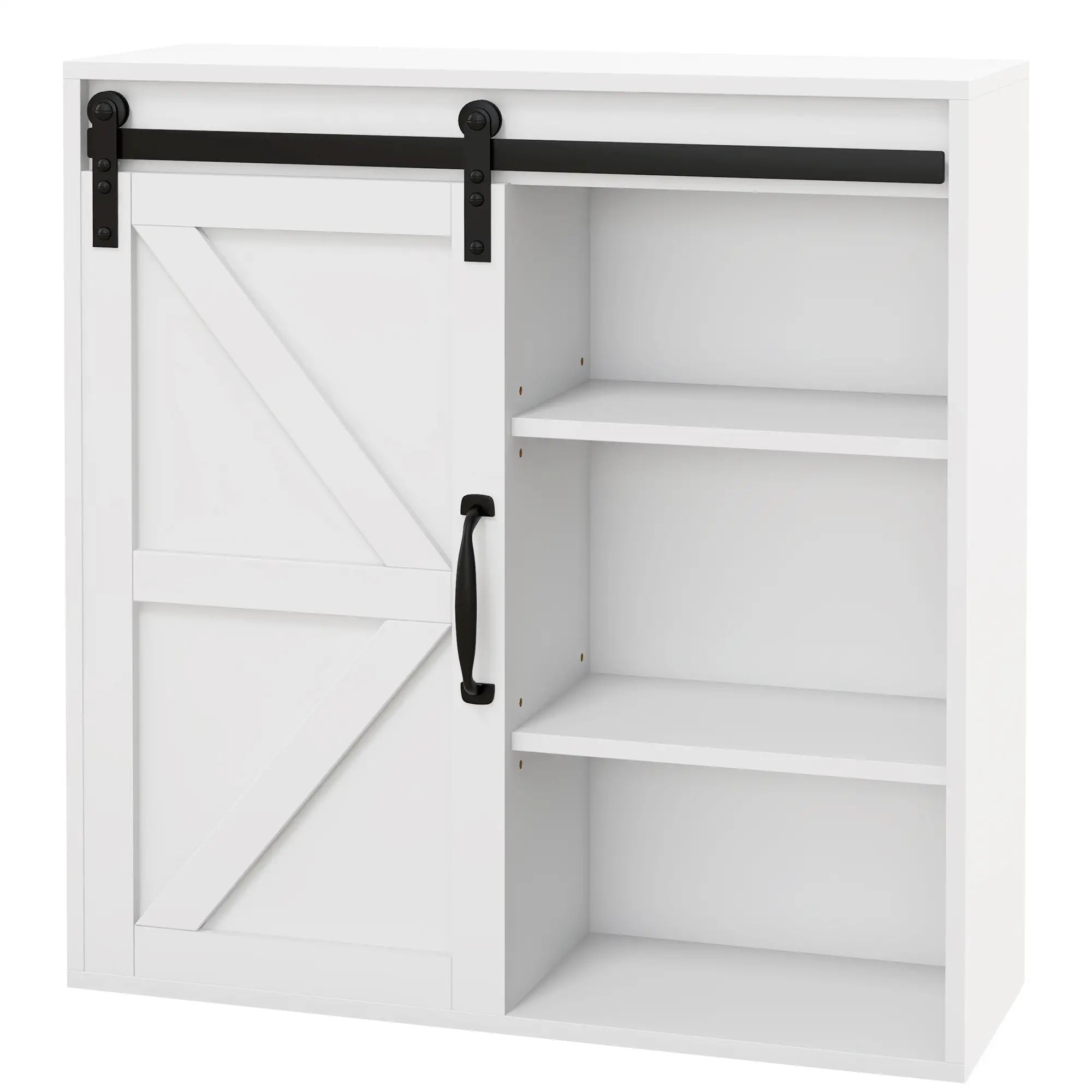White Medicine Cabinet, Sliding Door, Adjustable Shelf, 22.8