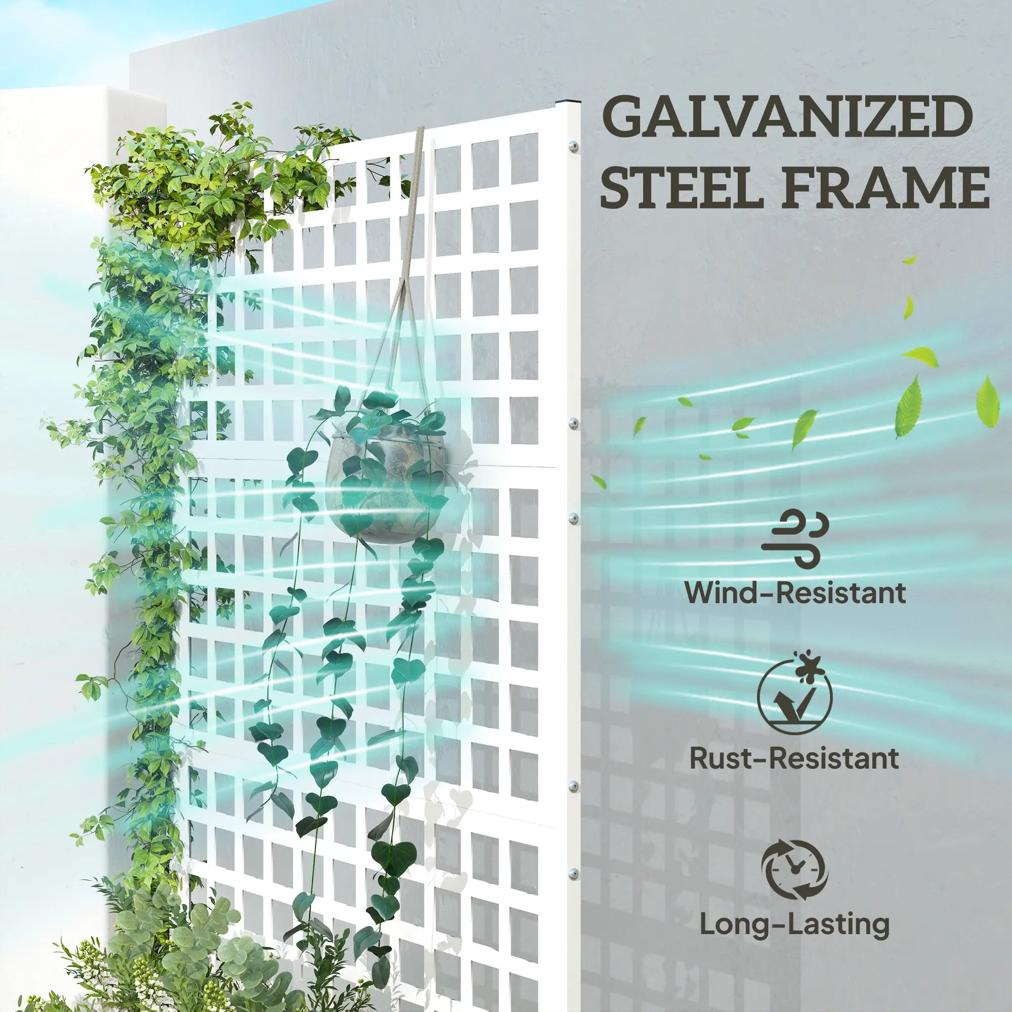 Galvanized Raised Garden Bed Planter Box With Trellis, 43