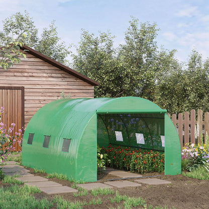13' x 10' x 6.6' Walk-In Greenhouse, Garden Tunnel Tent, Zipped Door, 6 Mesh Windows, Green Tunnel Greenhouses at Gallery Canada