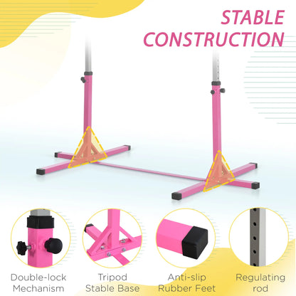Kids Gymnastics Bar, 13-Level Adjustable Height, Pink Baby Gym & Playmats at Gallery Canada