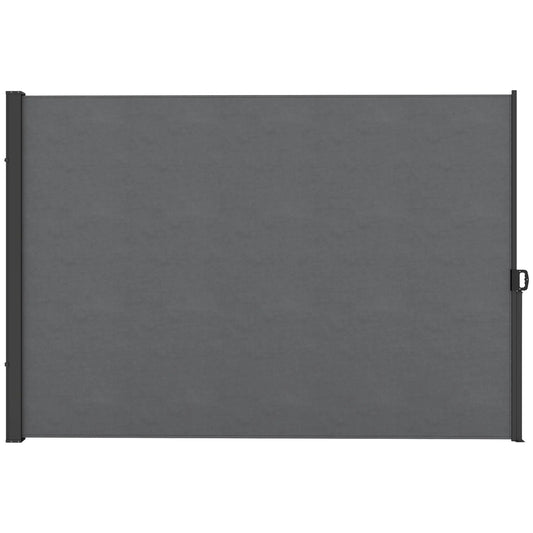 118" x 79" Outdoor Folding Privacy Screen, Retractable Side Awning, UV Wind Resistant, Light Grey Side Awnings Grey Frame, Light Grey Fabric at Gallery Canada
