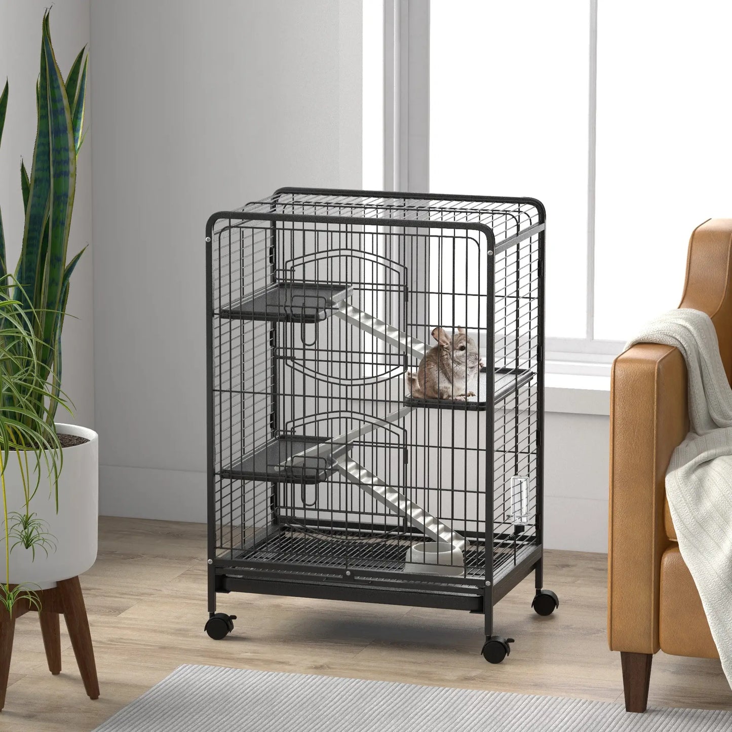 4-Tier Small Animal Cage, Rabbit Ferret Chinchilla Playpen, 24" x 17" x 37" Houses & Habitats at Gallery Canada