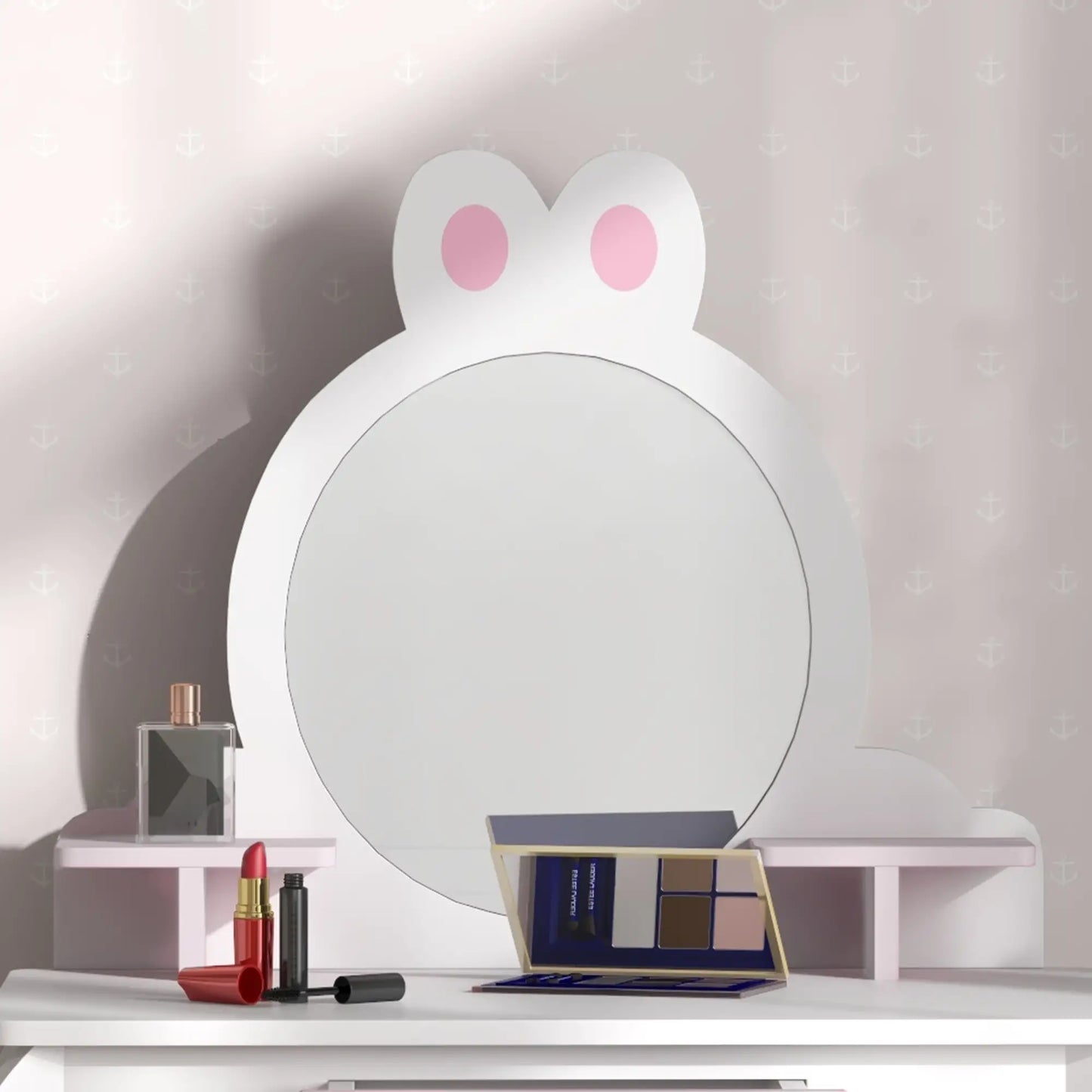 Kids Makeup Vanity Set with Stool, Mirror, Drawer, White Toy Vanity at Gallery Canada