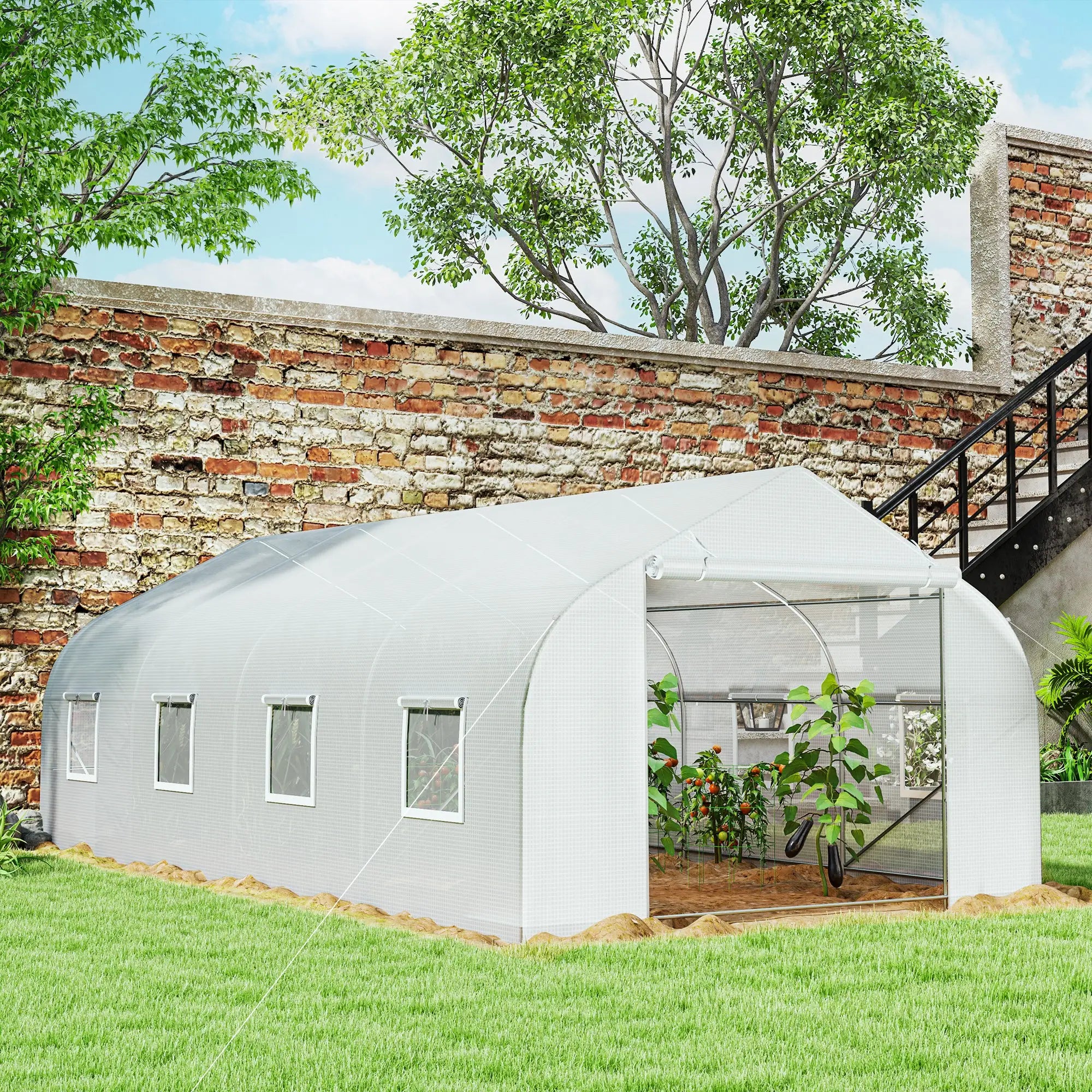 20x10x7ft Walk-In Greenhouse, Plant Growth Tunnel, White Walk In Greenhouses at Gallery Canada