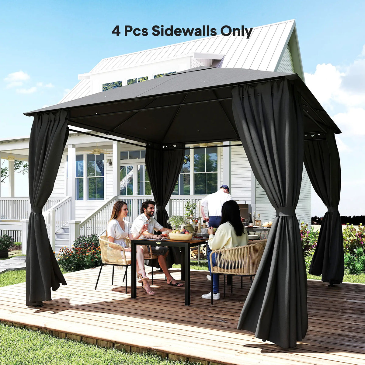 10' x 10' Gazebo Sidewall Set, 4 Panels, Windows, Doors, Dark Grey Gazebo Sidewalls at Gallery Canada