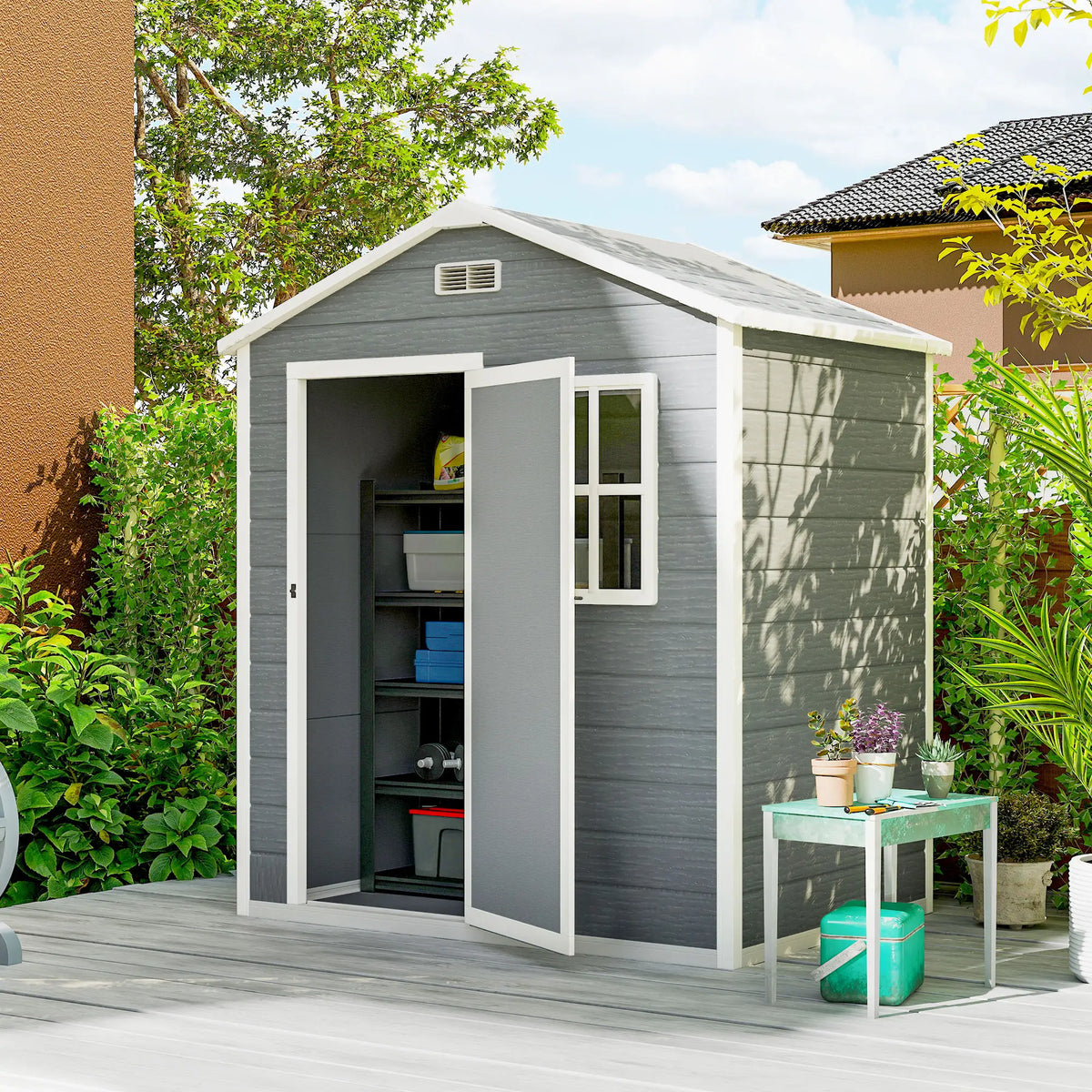6' x 4' Plastic Garden Shed, Waterproof, Grey Sheds at Gallery Canada