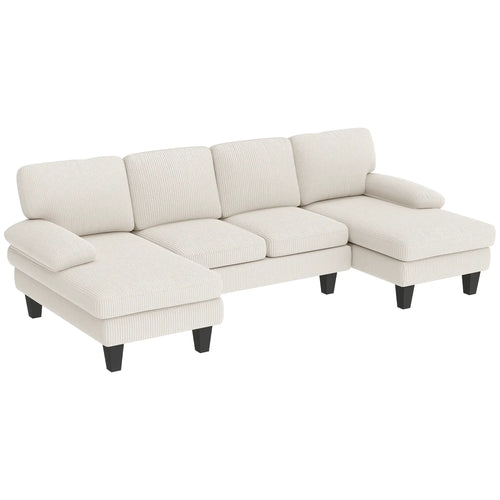 U-Shaped Sectional Sofa, Double Chaise, 2200lb Capacity, Beige